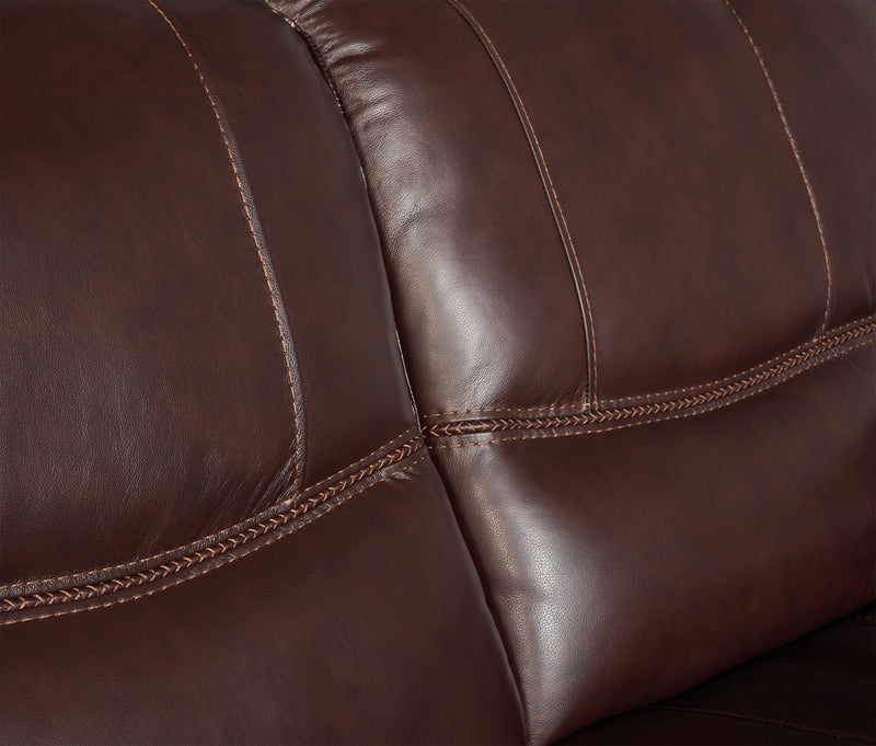 Sofa à inclinaison électrique Franco de 89 po en cuir véritable avec position zéro gravité et ports USB - brun