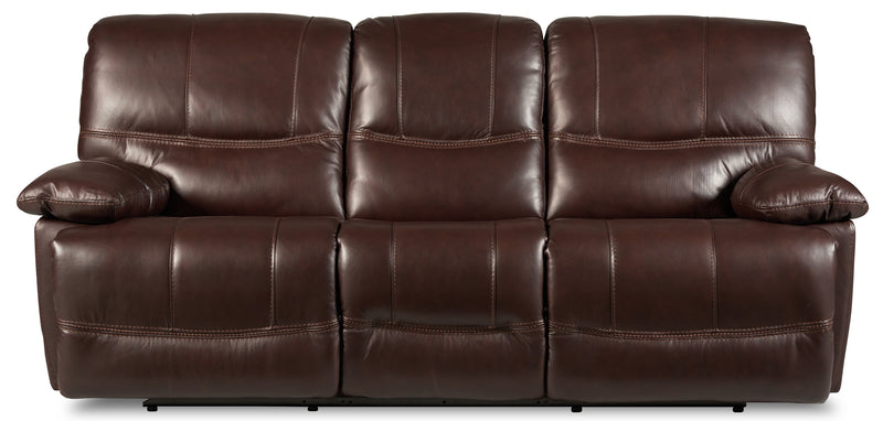 Sofa à inclinaison électrique Franco de 89 po en cuir véritable avec position zéro gravité et ports USB - brun