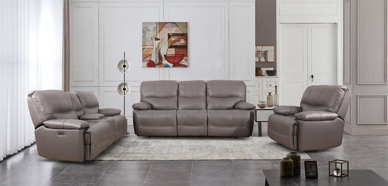 Fauteuil à inclinaison électrique Franco de 42,5 po en cuir véritable avec position zéro gravité et port USB - gris