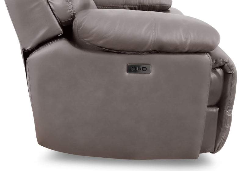 Sofa à inclinaison électrique Franco de 89 po en cuir véritable avec position zéro gravité et ports USB - gris