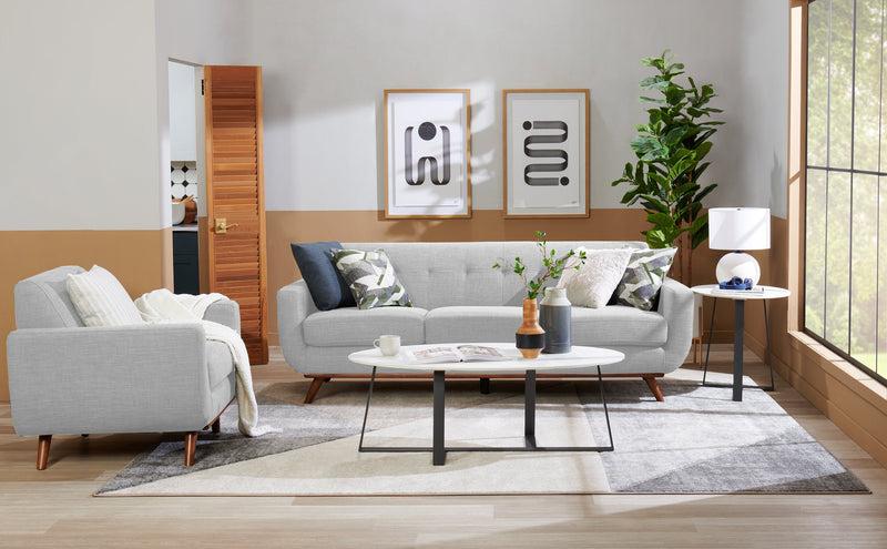 Fauteuil Freeman Kort & Co. de 37 po en tissu d’apparence lin avec pattes en bois et coussin de dossier capitonné - blanc colombe