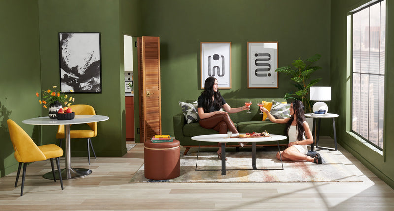 Sofa Freeman de Kort & Co. de 80 po de format condo en tissu d’apparence lin avec base et pattes en bois - vert avocat