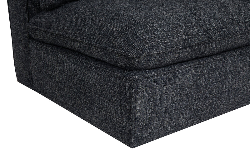 Fauteuil modulaire en coin Fusion de 41,73 po en tissu de chenille gris anthracite avec coussin de dossier amovible en duvet et plumes