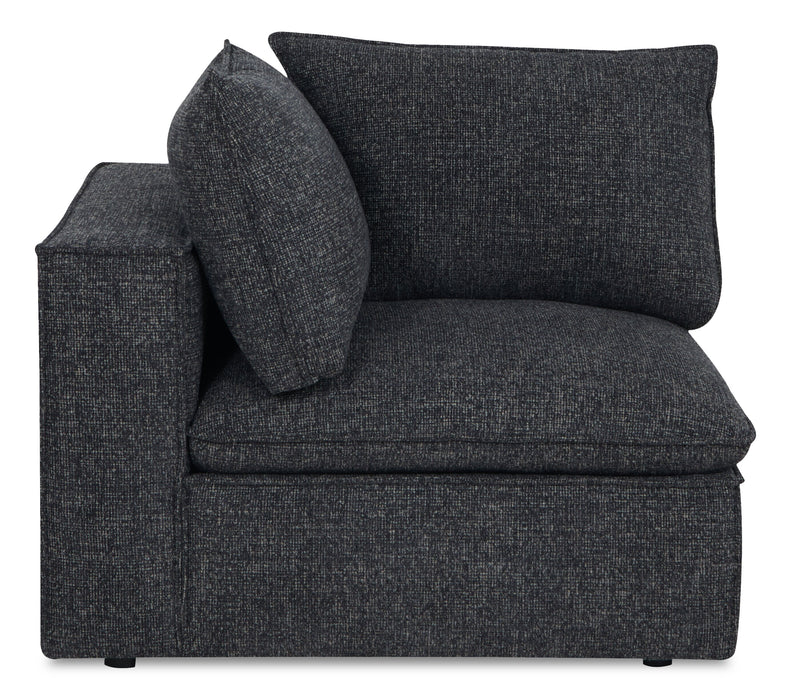 Fauteuil modulaire en coin Fusion de 41,73 po en tissu de chenille gris anthracite avec coussin de dossier amovible en duvet et plumes