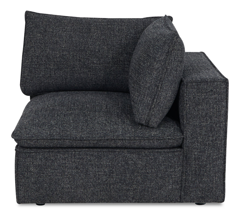Fauteuil modulaire en coin Fusion de 41,73 po en tissu de chenille gris anthracite avec coussin de dossier amovible en duvet et plumes