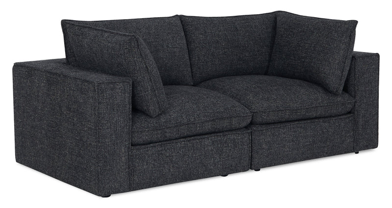 Causeuse modulaire Fusion de 83,46 po en tissu de chenille gris anthracite avec coussins de dossier amovibles en duvet et plumes 