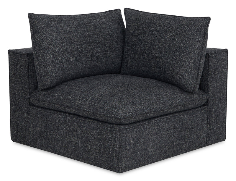 Causeuse modulaire Fusion de 83,46 po en tissu de chenille gris anthracite avec coussins de dossier amovibles en duvet et plumes 
