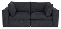 Causeuse modulaire Fusion de 83,46 po en tissu de chenille gris anthracite avec coussins de dossier amovibles en duvet et plumes