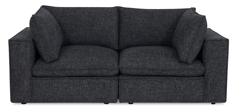 Causeuse modulaire Fusion de 83,46 po en tissu de chenille gris anthracite avec coussins de dossier amovibles en duvet et plumes 