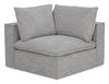 Fauteuil modulaire en coin Fusion de 41,73 po en tissu de chenille gris argenté avec coussin de dossier amovible en duvet et plumes