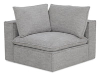 Fauteuil modulaire en coin Fusion de 41,73 po en tissu de chenille gris argenté avec coussin de dossier amovible en duvet et plumes