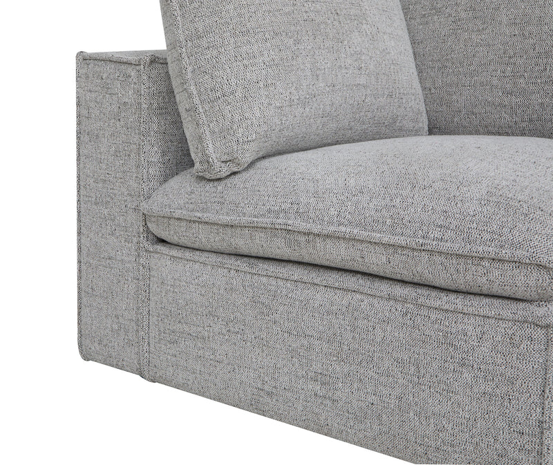 Fauteuil modulaire en coin Fusion de 41,73 po en tissu de chenille gris argenté avec coussin de dossier amovible en duvet et plumes