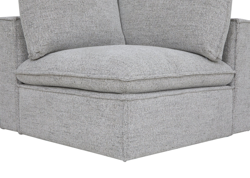 Fauteuil modulaire en coin Fusion de 41,73 po en tissu de chenille gris argenté avec coussin de dossier amovible en duvet et plumes