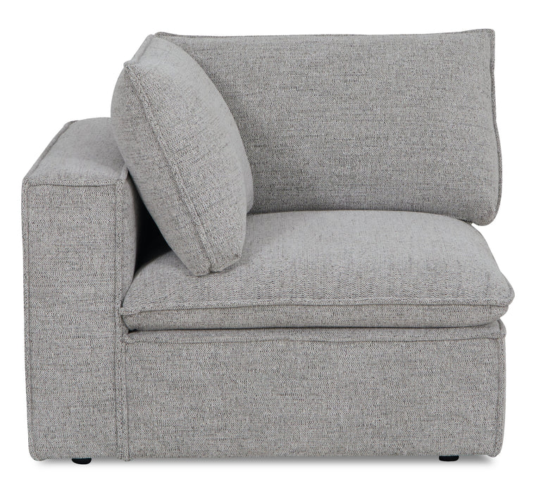 Fauteuil modulaire en coin Fusion de 41,73 po en tissu de chenille gris argenté avec coussin de dossier amovible en duvet et plumes