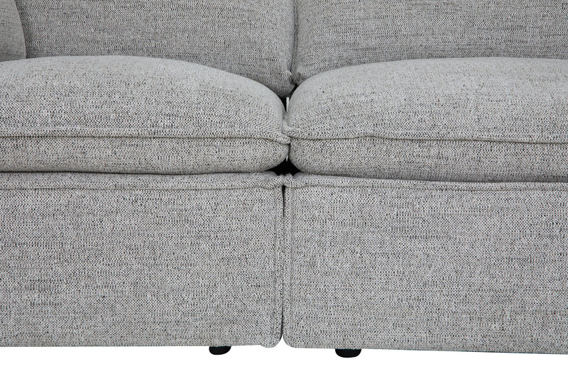 Causeuse modulaire Fusion de 83,46 po en tissu de chenille gris argenté avec coussins de dossier amovibles en duvet et plumes 