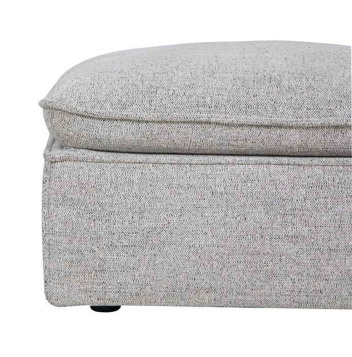 Pouf Fusion de 33,85 po en tissu de chenille gris argenté avec coussin en duvet et plumes