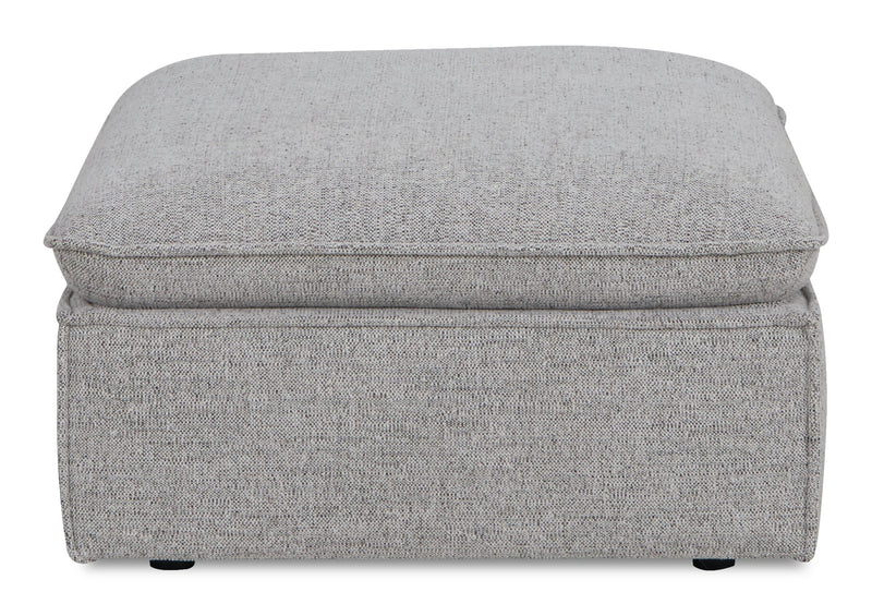 Pouf Fusion de 33,85 po en tissu de chenille gris argenté avec coussin en duvet et plumes