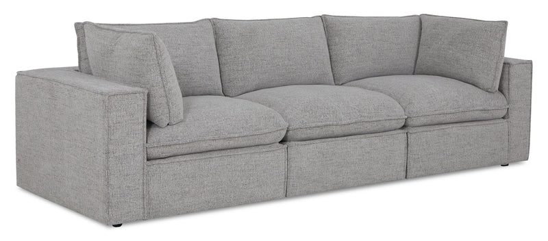 Sofa modulaire Fusion de 116,92 po en tissu de chenille gris argenté avec coussins de dossier amovibles en duvet et plumes