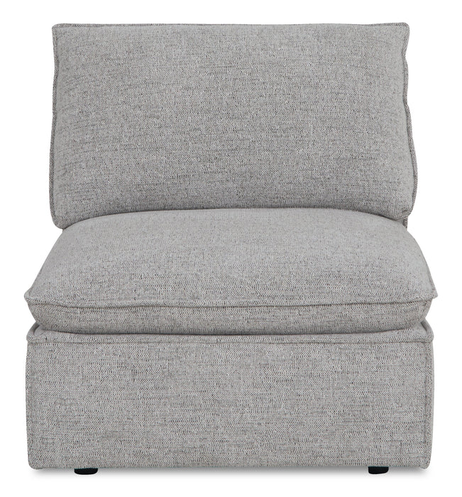 Sofa modulaire Fusion de 116,92 po en tissu de chenille gris argenté avec coussins de dossier amovibles en duvet et plumes