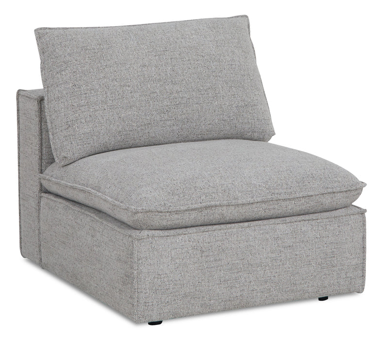 Sofa modulaire Fusion de 116,92 po en tissu de chenille gris argenté avec coussins de dossier amovibles en duvet et plumes