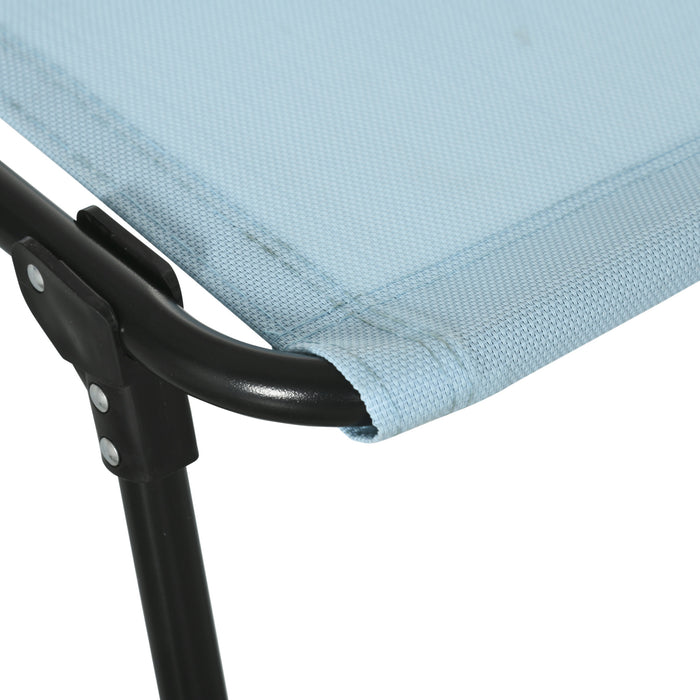 Chaise Longue Pliante Exterieure Outsunny, Pour Le Camping, La Randonnee, Bleu Clair