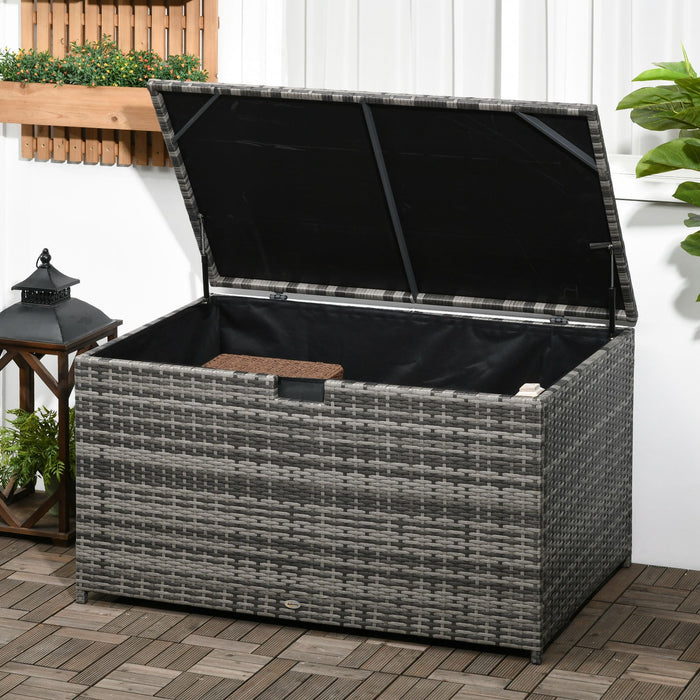 Outsunny Coffre De Terrasse, Poignee, Doublure Interieure Etanche, Gris