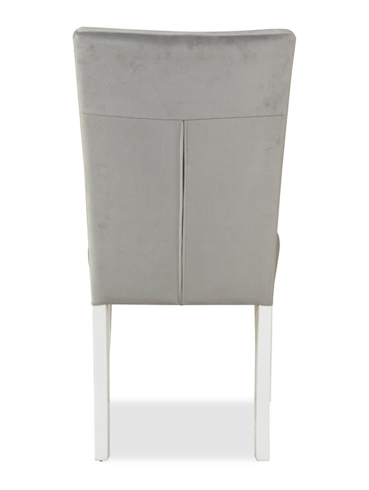 Chaise de salle à manger Garbo en tissu de velours et en bois - grise