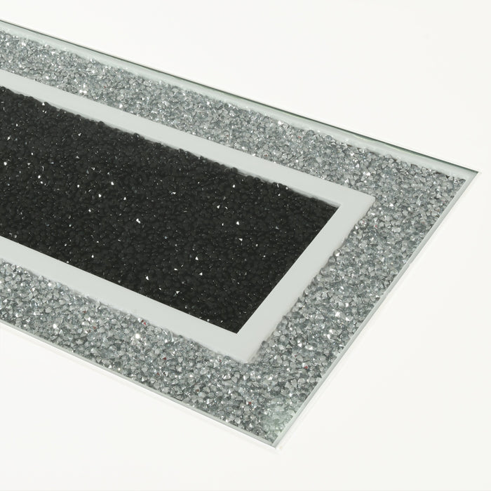 Ensemble de salle à manger somptueux Garbo 5 pièces avec table de 78,75 po (L), incrustation de verre, base piédestal et 4 chaises - blanc