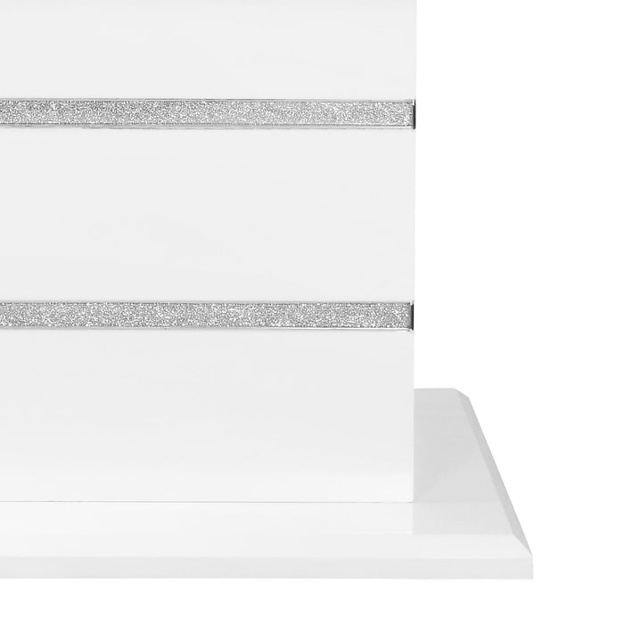 Table de salle à manger somptueuse Garbo de 78,75 po (L) avec incrustation de verre et base piédestal - blanche