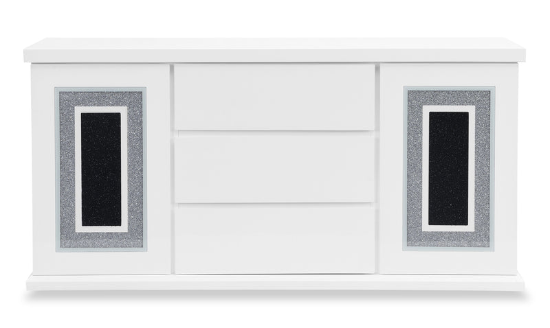 Desserte de salle à manger somptueuse Garbo de 64 po (L) avec rangement - blanche