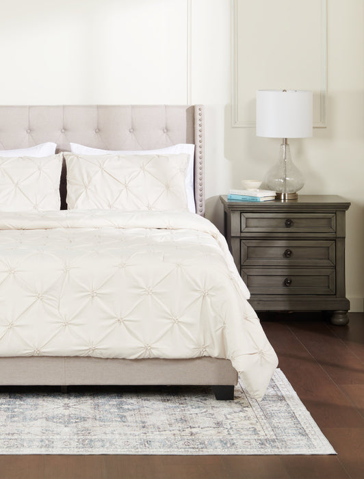 Ensemble d'édredon Gardenia Wynd 3 pièces écru pour lit double ou grand lit