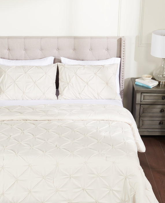 Ensemble d'édredon Gardenia Wynd 3 pièces écru pour lit double ou grand lit