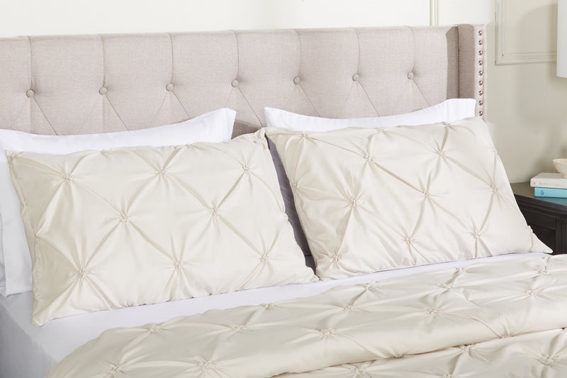 Ensemble d'édredon Gardenia Wynd 3 pièces écru pour lit double ou grand lit