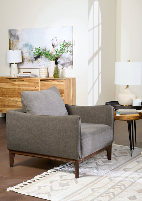 Fauteuil Gena de Cindy Crawford Home de 38,5 po en tissu d’apparence lin avec coussin de dossier amovible - gris anthracite