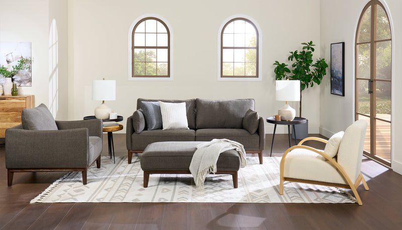 Sofa Gena de Cindy Crawford Home de 78,7 po de format condo en tissu d’apparence lin avec coussins de dossier amovibles - gris anthracite