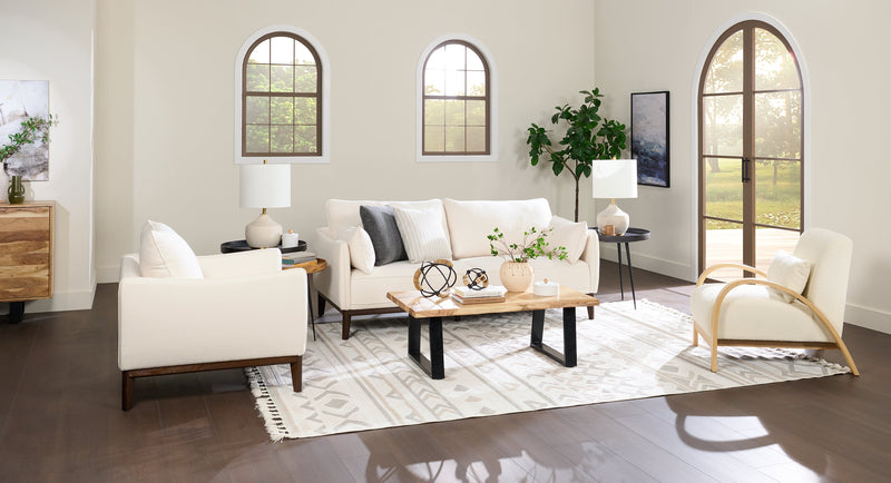 Sofa Gena de Cindy Crawford Home de 78,7 po de format condo en tissu d’apparence lin avec coussins de dossier amovibles - blanc coton