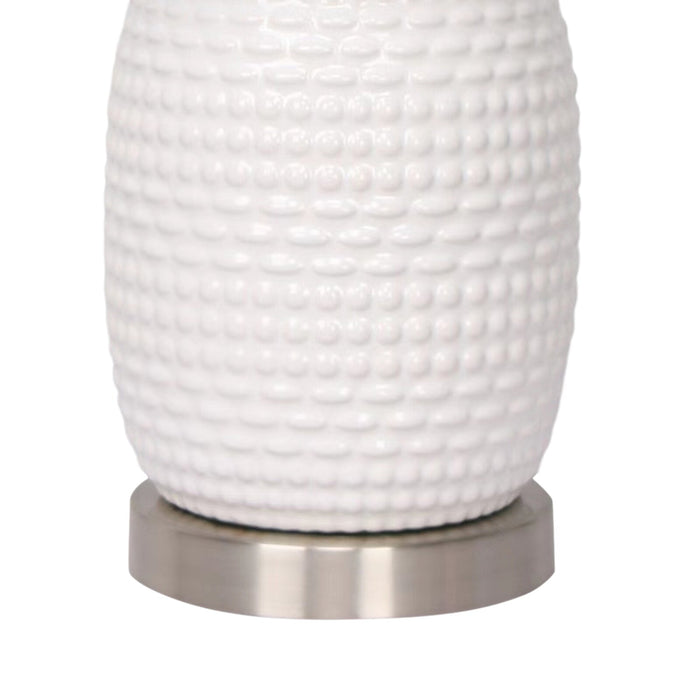 Lampe de table Giada de Kort & Co. de 19 po en céramique, blanche et argentée