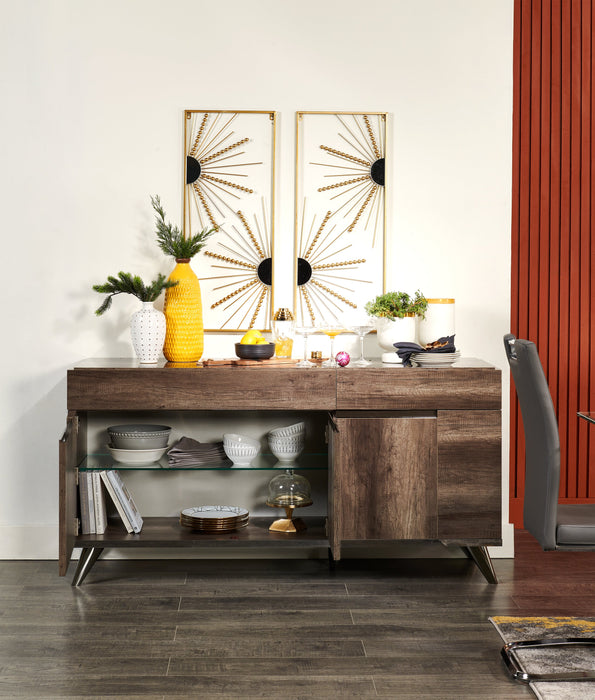 Desserte de salle à manger Gino avec rangement - fabriquée en Italie, moderne, 65 po (L) - brune