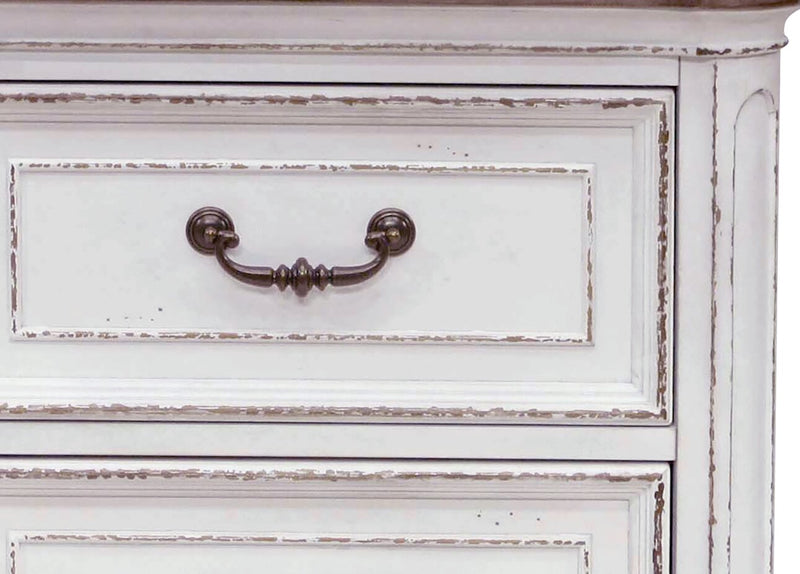 Table de nuit Grace de 28 po (L) x 28 po (H) à 2 tiroirs avec ports USB intégrés - blanc antique