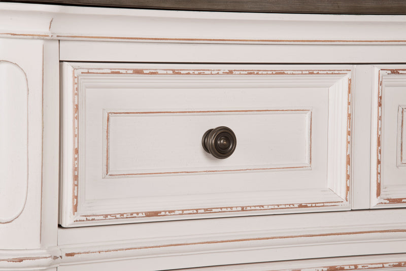 Commode verticale Grace de 38 po (L) x 52 po (H) à 5 tiroirs avec plateau de rangement à dessus relevable pour la chambre à coucher - blanc antique