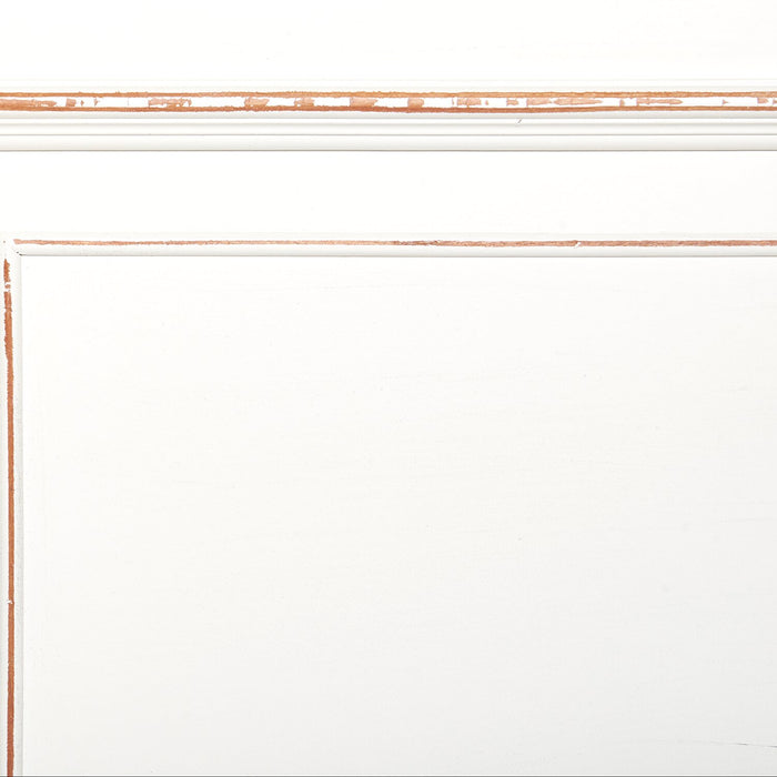 Lit à panneau Grace en bois et en tissu avec tête de lit et cadre de lit, blanc antique - format grand lit