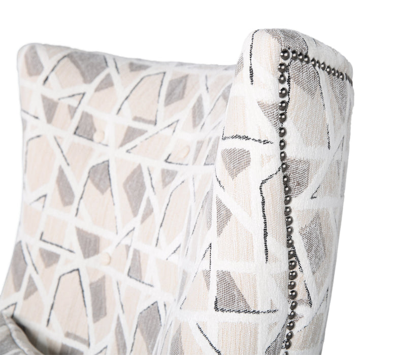 Fauteuil d’appoint Haden de 30 po en tissu de chenille avec base en bois et bordure de clous décoratifs - lin Angelou multicolore