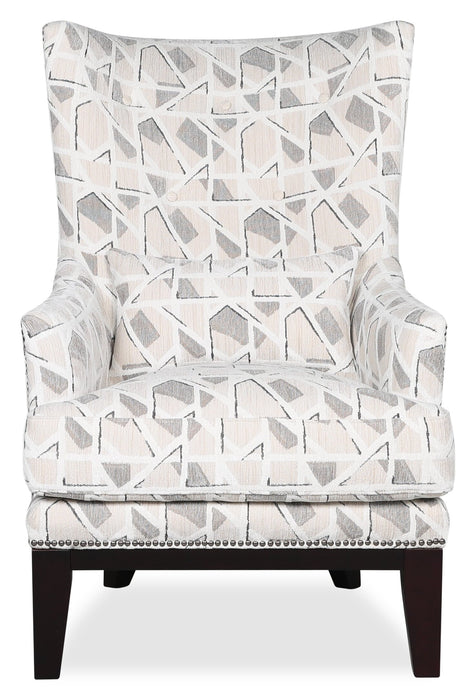 Fauteuil d’appoint Haden de 30 po en tissu de chenille avec base en bois et bordure de clous décoratifs - lin Angelou multicolore