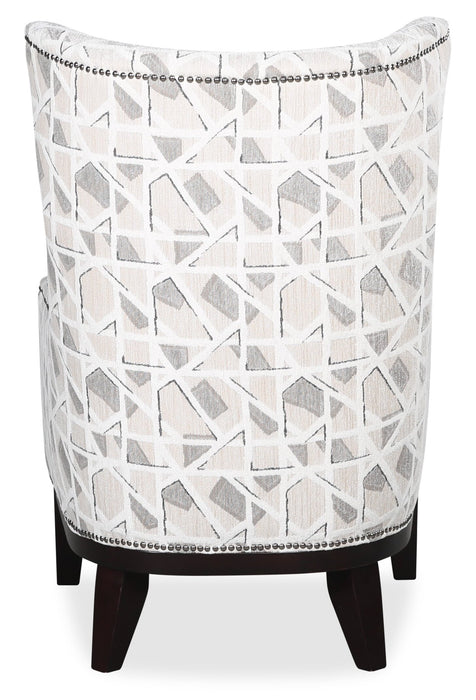 Fauteuil d’appoint Haden de 30 po en tissu de chenille avec base en bois et bordure de clous décoratifs - lin Angelou multicolore