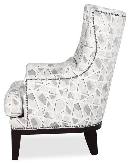 Fauteuil d’appoint Haden de 30 po en tissu de chenille avec base en bois et bordure de clous décoratifs - lin Angelou multicolore