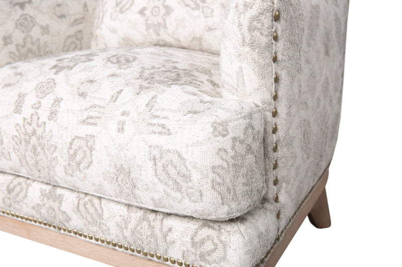 Fauteuil d’appoint Haden de 30 po en tissu de chenille avec base en bois et bordure de clous décoratifs - menthe Limbu multicolore