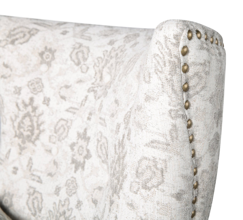 Fauteuil d’appoint Haden de 30 po en tissu de chenille avec base en bois et bordure de clous décoratifs - menthe Limbu multicolore