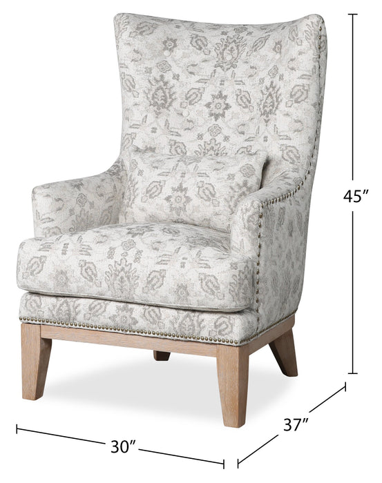 Fauteuil d’appoint Haden de 30 po en tissu de chenille avec base en bois et bordure de clous décoratifs - menthe Limbu multicolore