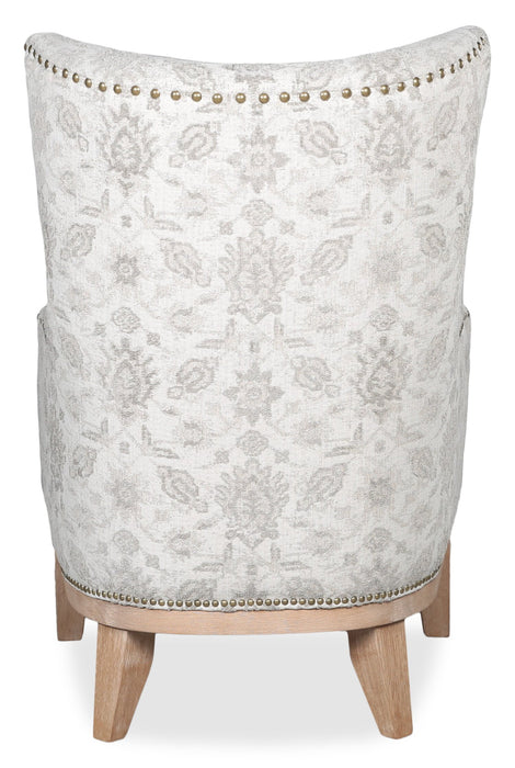 Fauteuil d’appoint Haden de 30 po en tissu de chenille avec base en bois et bordure de clous décoratifs - menthe Limbu multicolore