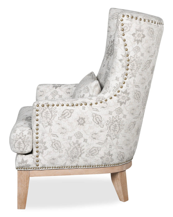 Fauteuil d’appoint Haden de 30 po en tissu de chenille avec base en bois et bordure de clous décoratifs - menthe Limbu multicolore